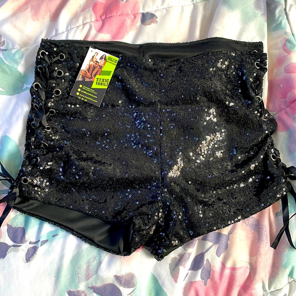 Toxic Thrilz Black Sequin Shorts
